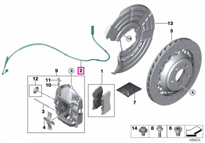 Senzor uzura placute frana, punte spate - BMW Seria 2 F87 M2, Seria 3 F80 M3, Seria 4 F82 F83 M4