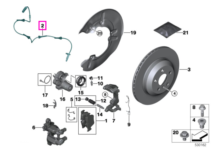 Senzor uzura placute frana, punte spate - BMW Seria 5 G60 G61 G68, Seria 7 G70