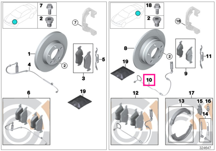 Senzor uzura placute frana, punte spate - BMW Seria 5 E61