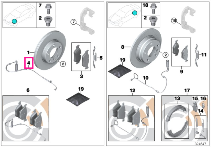 Senzor uzura placute frana, punte fata - BMW Seria 1 E81 E82 E87 E88, Seria 3 E90 E91 E92 E93