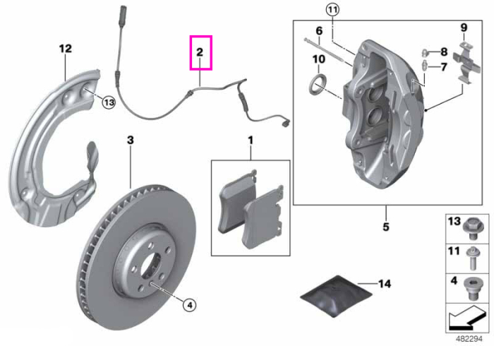 Senzor uzura placute frana, punte fata - BMW Seria 1 F70, Seria 2 F74 F78 U06