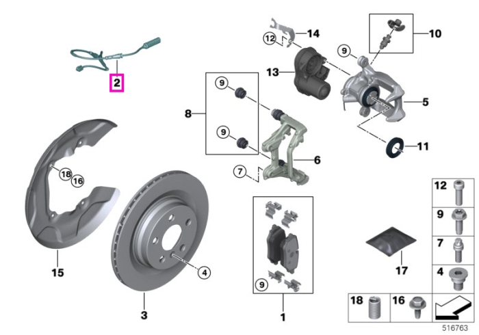 Senzor uzura placute frana, punte spate - BMW Seria 1 F70, Seria 2 F74 F78 U06