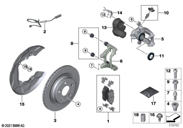 Senzor uzura placute frana, punte spate - BMW X1 U11 U12, X2 U10 - Mini Countryman U25