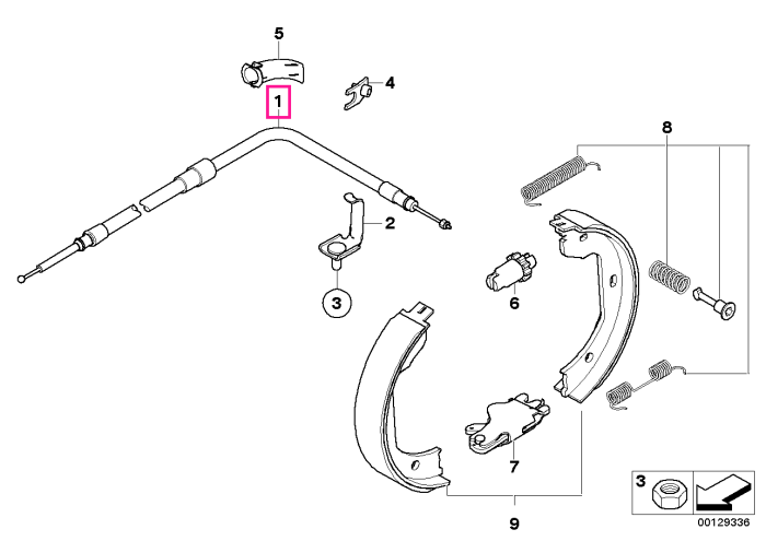 Cablu frana parcare, mana dreapta - BMW X3 E83