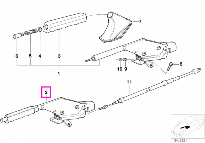 Ornament / Levier frana de mana, cromat, aspect/culoare Lemn (Maple Wood) - BMW Z3 E36