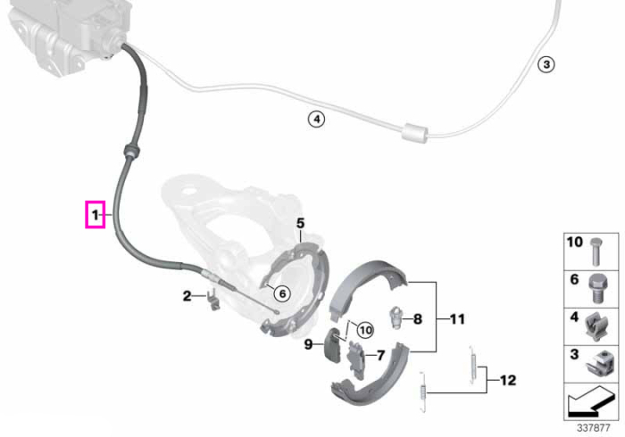 Cablu frana de parcare, dreapta - BMW X5 F15 M F85, X6 F16 M F86