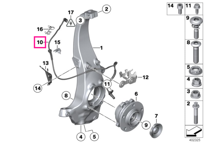 Senzor turatie roata, punte fata - BMW Seria 5 F07 F10 F11 F18, Seria 6 F06 F12 F13, Seria 7 F01 F02 F04 