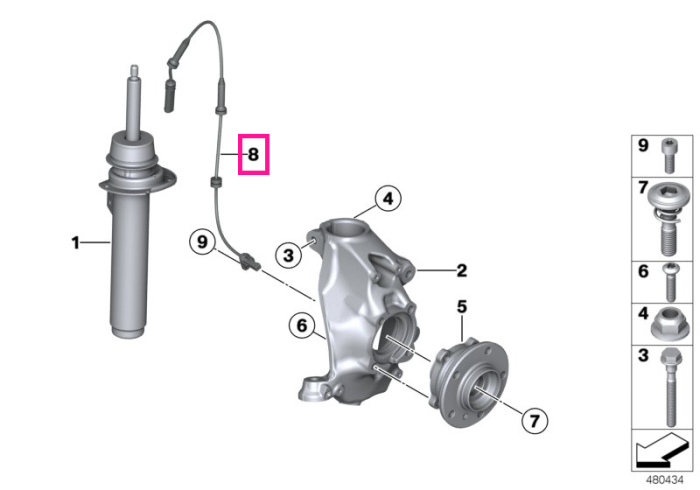 Senzor turatii roata, fata, DXC - BMW Seria 1 F20 F21, Seria 2 F22 F23, Seria 3 F30 F31 F34 F35, Seria 4 F32 F33 F36