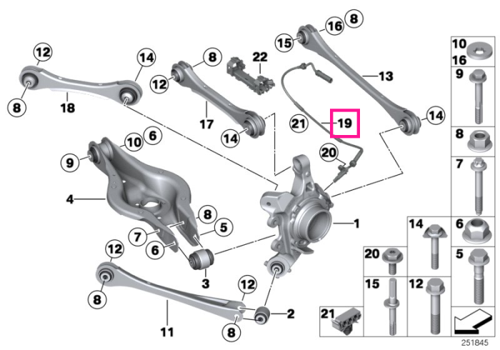 Senzor turatie roata, DSC, punte spate - Seria 1 F20 F21, Seria 2 F22 F23, Seria 3 F30 F31 F34 F35, Seria 4 F32 F33 F36 