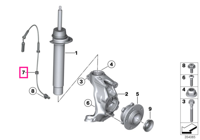 Senzor turatii roata, punte fata - BMW Seria 1 F20 F21, Seria 2 F22 F23, Seria 3 F30 F31 F34 F35, Seria 4 F32 F33 F36