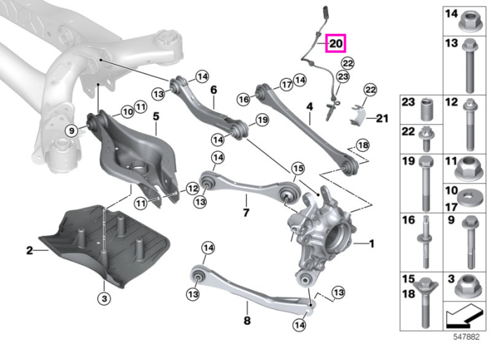 Senzor turatie roata spate (DSC) - BMW Seria 2 G42, Seria 3 G20 G21 G28, Seria 4 G22 G23, Z4 G29