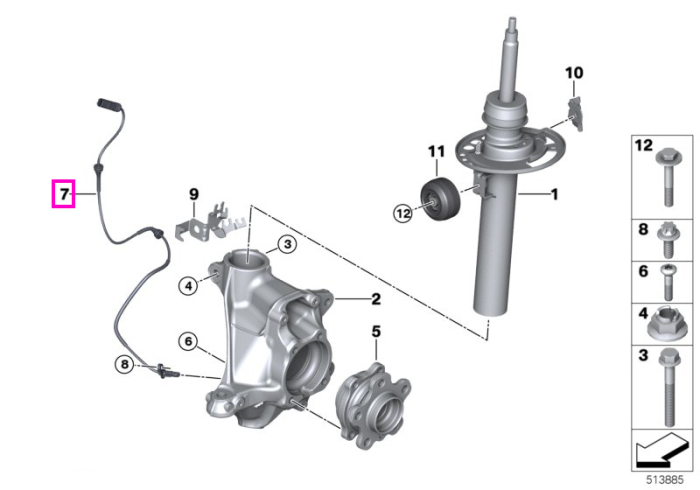 Senzor turatie roata - BMW iX3 G08, X3 G01 G08 F97 M, X4 G02 F98 M