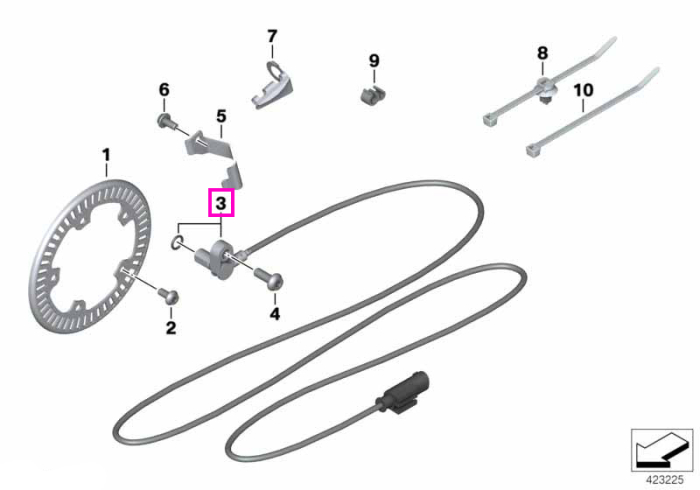Senzor turatie roata - BMW Motorrad K02, K03, K08, K09, K21, K22, K23, K32, K33, K49, K50, K51, K52, K53, K54, K63, K66, K67, K69, KD1, KM3, KM9, KR1, KR3