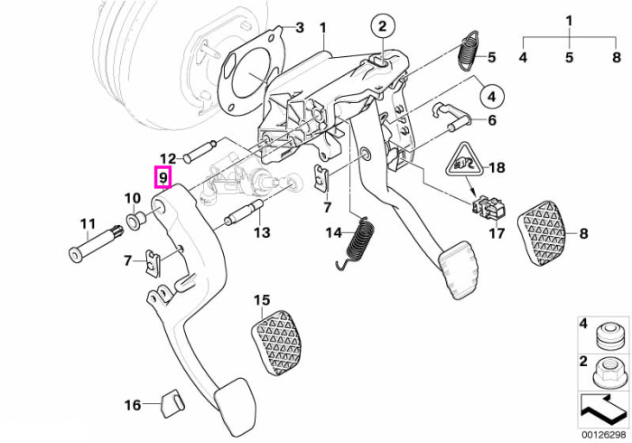 Pedala ambreiaj - BMW Seria 5 E39 E60 E61, Seria 6 E63 E64, Seria 7 E38, X5 E53, Z8 E52