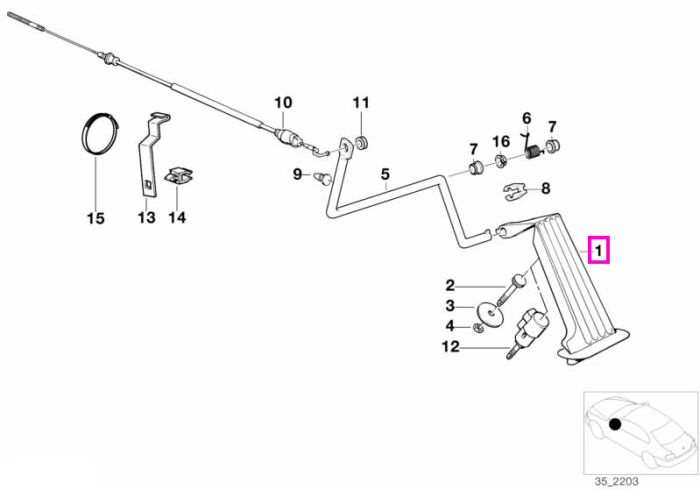 Pedala acceleratie completa - BMW Seria 3 E36 E46, Z3 E36