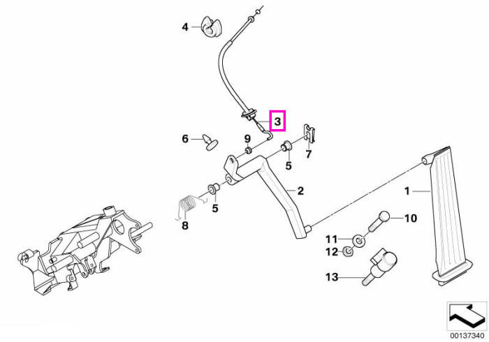Cablu acceleratie - BMW Seria 7 E38