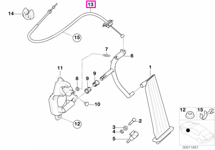 Cablu bowden acceleratie - BMW Seria 3 E46 - tip motor M43