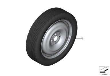 Roata de rezerva - MINI Steel wheel cu anvelopa Maxxis M9502* (BMW) 115/70R15 90M pentru MINI R55, R56, R57, R58, R59 