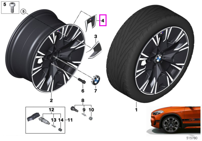 Insertie Janta Aerodynamic Wheel 890, Logo "M" - BMW iX3 G08 BEV