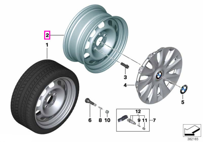 Janta otel - Negru (Black) - 7Jx16 ET:31 - BMW Seria 3 F30 F31 F35, Seria 4 F36