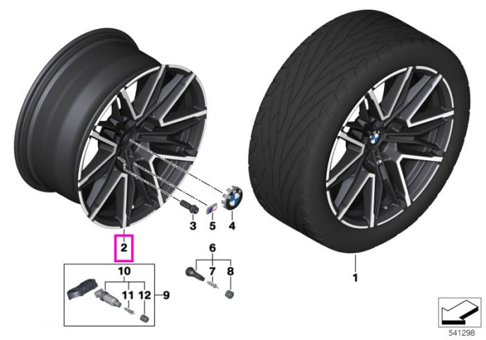 Janta din aliaj usor - M Performance Double-Spoke 951M - Negru (Jet Black Uni) - 10,5Jx20H2 ET28 - BMW Seria 5 G90 G99 M5 - Punte Spate