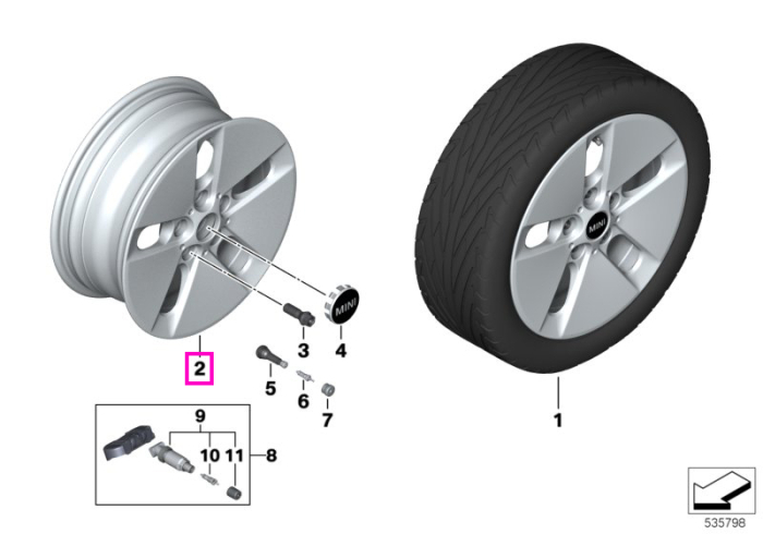 Janta din aliaj usor - Pin Spoke 990 - Gri (Lightning Grey) - 6,5Jx16 ET:40 - Mini Cooper J01