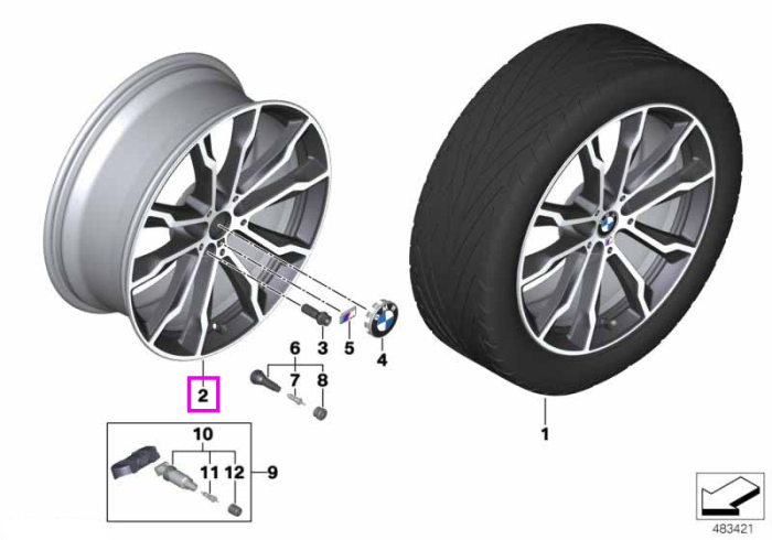 Janta aliaj usor - M Performance Double Spoke 699M - Negru (Jet Black Solid) - 9,5Jx20 ET43 - BMW X3 G01 G08, X4 G02	