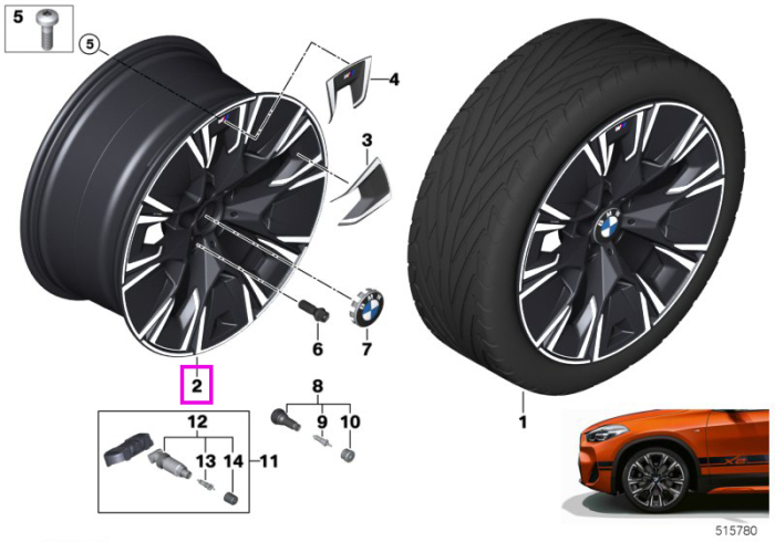 Janta din aliaj usor - Aerodynamic Wheel 890 - Bicolor Negru (Jet Black Uni/Bright Turned) - 9,5Jx20 ET:43 - BMW iX3 G08 BEV	