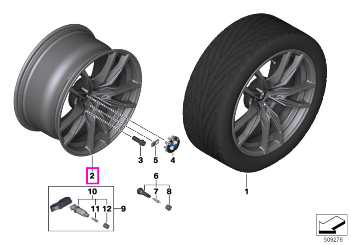 Janta aliaj usor - M Performance 824M - Gri (Orbitgrey) - 10,5Jx19 ET:20 - BMW Seria 3 G80 M3, Seria 4 G82 M4 - punte spate