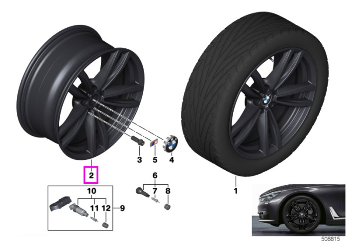 Janta aliaj usor - M Performance Double Spoke 647M - Negru (Black) - 9,5Jx19 ET:39 - BMW Seria 6 G32 GT, Seria 7 G11 G12