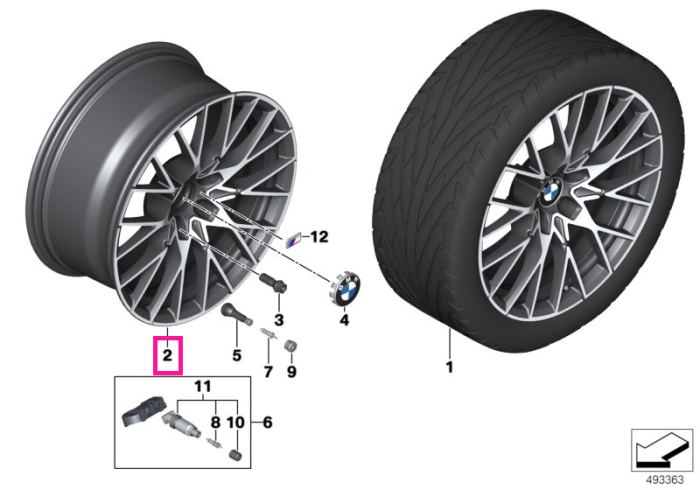 Janta aliaj usor - M Performance Y Spoke 788M - Bicolor Negru/Argintiu (Jet Black/Transl) - 9Jx19 ET:29 - BMW F87 M2 Competition - Punte Fata
