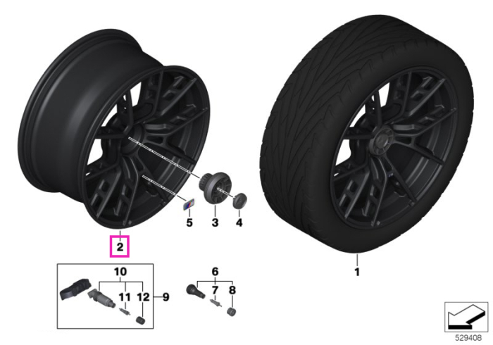 Janta aliaj usor - M Performance Y-Spoke 963M - Negru (Jet Black Matt) - 10,5Jx20 ET:20 - BMW Seria 2 G87M2, Seria 3 G80M3 G81M3, Seria 4 G82M4	
