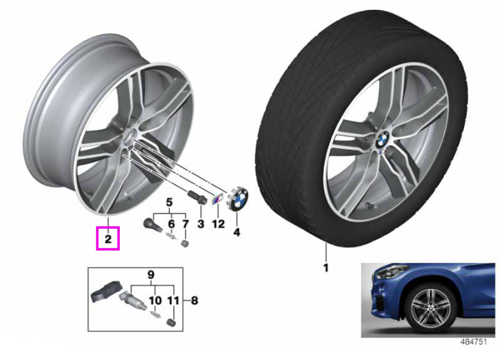Janta aliaj usor - M Performance Double Spoke 570M - Gri (FerricGrey) - 7,5Jx18 ET:51 - BMW X1 F48, X2 F39