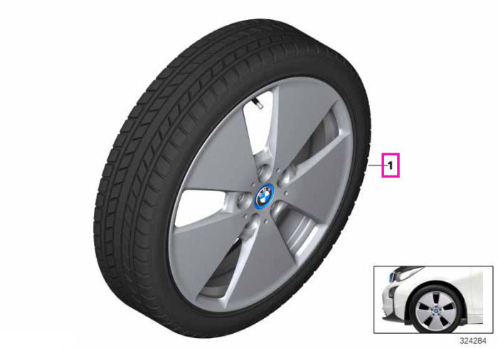 Roată completă de iarnă - Star Spoke 427 (lightweight forged wheel) cu anvelopa Bridgestone Blizzak LM-500 - 155/70R19 88Q XL - BMW i3/i3s - Jante forjate