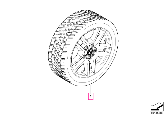 Roată completă de iarnă - V-Spoke 130 cu anvelopa Dunlop Grandtrek WT M2 - 235/65R17 108H XL - BMW X5 E53