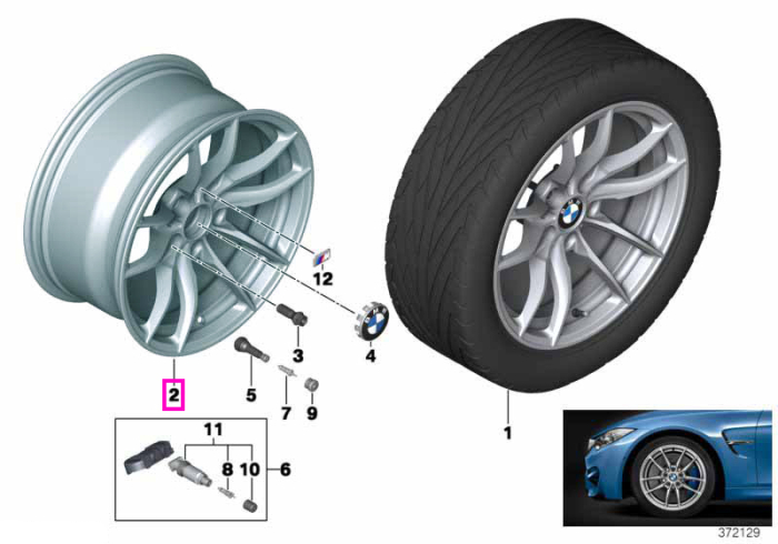 Janta aliaj usor - M Performance V-Spoke 513M - Argintiu (Metallic Silver) - 10Jx18 ET:40 - BMW Seria 3 F80 M3, Seria 4 F82 F83 M4 - punte spate