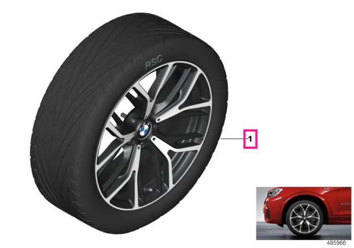 Set roți complete de vară - Y-Spoke 542 (bright turned) cu anvelopa Pirelli P Zero r-f - 245/40R20 99Y XL FA / 275/35R20 102Y XL RA - BMW X3/X4 F25/F26