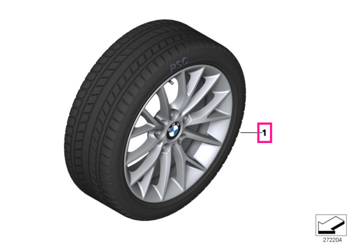 Roată completă de iarnă - Y-Spoke 380 cu anvelopa Continental Winter Contact TS830P SSR - 205/50R17 89H - BMW Seria 1/2 F20/F21/F22/F23