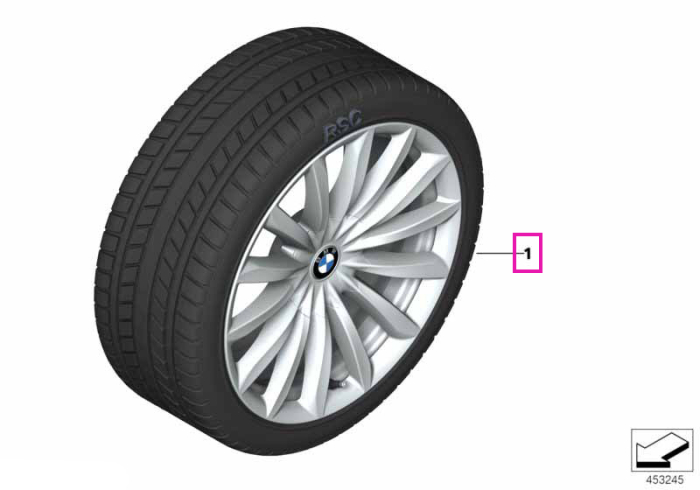 Roată completă de iarnă - V-Spoke 620 cu anvelopa Pirelli Winter Sottozero 3 r-f - 245/45R19 102V XL - BMW Seria 7/6 GT G11/G12/G32