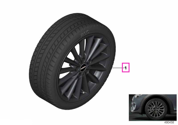 Roată completă de iarnă - JCW Multi Spoke 505 cu anvelopa Dunlop SP Winter Sport 4D ROF - 205/45R17 88V XL - Mini F55/F56/F57