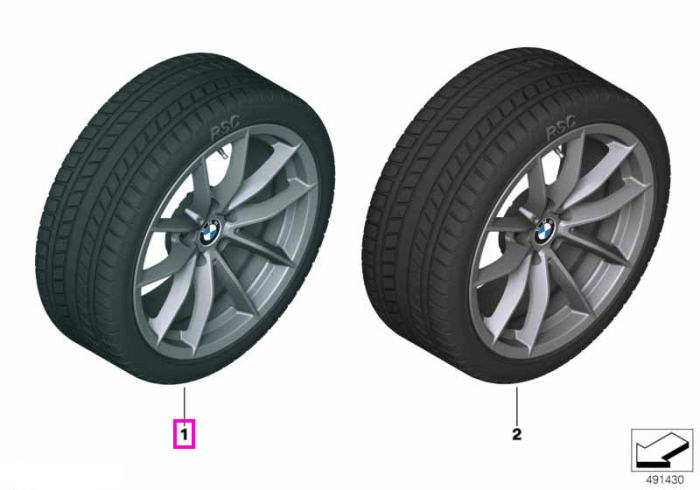Roată completă de iarnă - V-Spoke 768 cu anvelopa Bridgestone Blizzak LM-001 RFT - 225/50R17 98H XL - BMW Z4 G29 - punte față