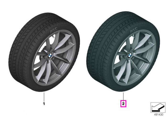 Roată completă de iarnă - V-Spoke 768 cu anvelopa Bridgestone Blizzak LM-001 RFT - 225/50R17 98H XL - BMW Z4 G29 - punte spate