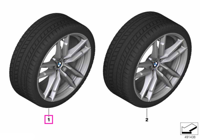 Roată completă de iarnă - M Double Spoke 764M cu anvelopa Pirelli Scorpion Winter - 255/45R20 105V XL - BMW X3M/X4M F97/F98 - punte față