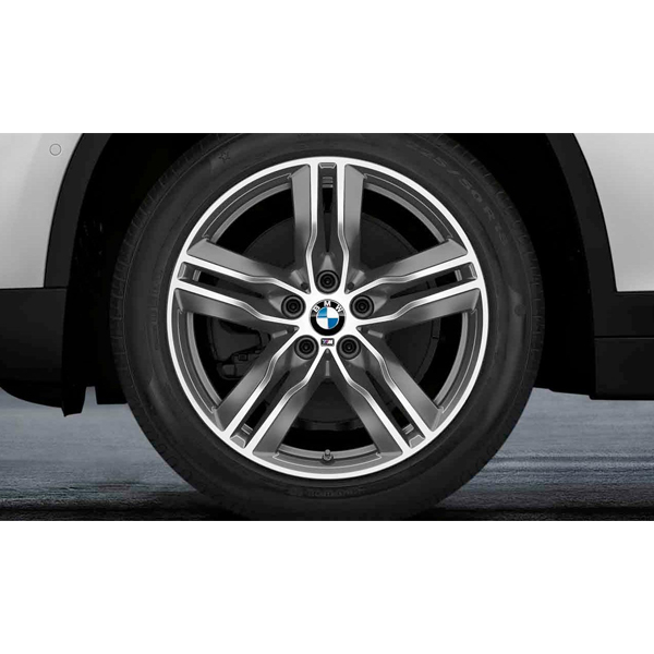 Set roti complete de vara - BMW M Double Spoke cu anvelopa Bridgestone Turanza T005* (BMW) 225/50R18 99W XL TPMS / RDCi pentru X1 F48; X2 F39 