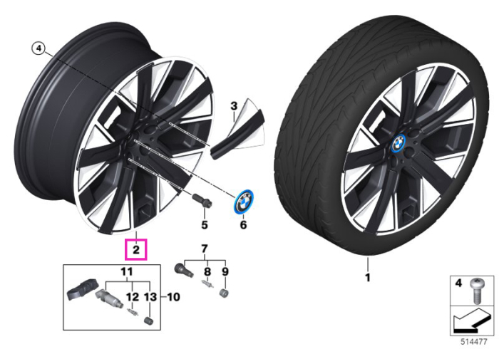 Janta aliaj usor - M Performance Aerodynamic Wheel Carbon - Bicolor Negru/Gri (Jet Black Uni/Bright Milled, Flow Forming) - 9,5Jx22 ET:37 - BMW iX I20