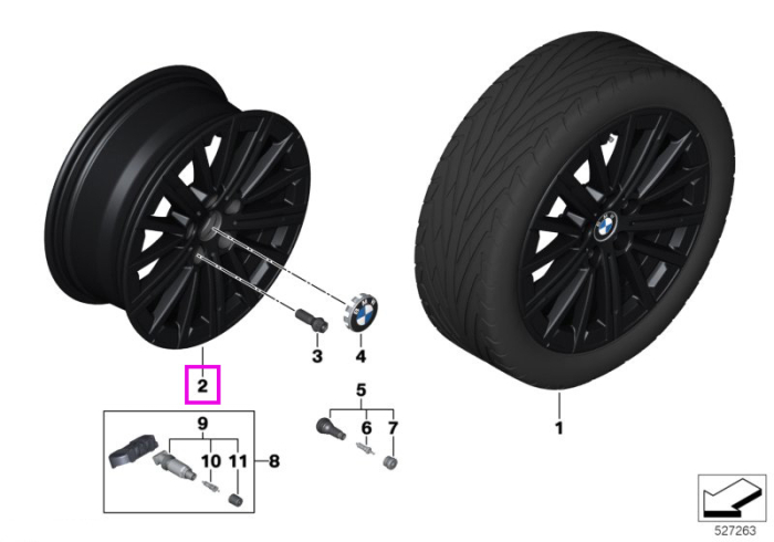 Janta aliaj usor - V Spoke 833 - Negru (Jet Black Sol. Paint) - 7Jx17 ET:41 - BMW X1 U11, X2 U10