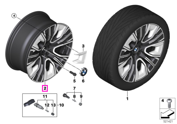  Janta aliaj usor - Aerodynamic Wheel 906 - Bicolor Gri/Argintiu (Gunmetal Grey/Bright Turned) - 10,5Jx20 ET:44 - BMW Seria 7 G70, X3 G45 - punte spate