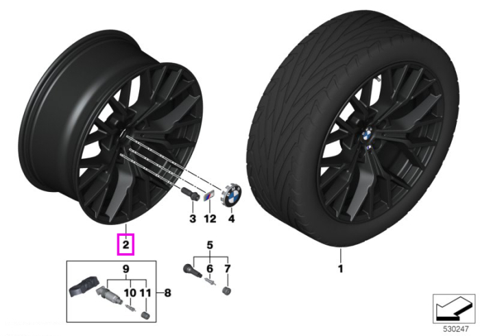 Janta aliaj usor - M Performance Y-Spoke 911M - Negru Mat (Jet Black Matt) - 9JX20 ET:24 - BMW Seria 7 G70