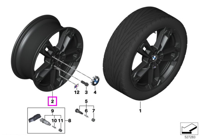 Janta aliaj usor - M Performance Double Spoke 871M - Negru (Jet Black Solid) - 8Jx19 ET:46 - BMW X1 U11, X2 U10