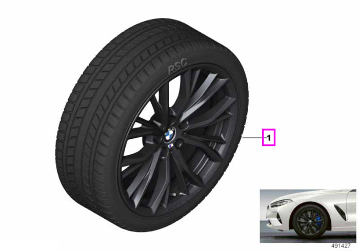 Roată completă de iarnă - M Performance Double Spoke 786M (forged) cu anvelopa Pirelli P-Zero Winter r-f - 245/40R19 98H XL - BMW Seria 8 G14/G15/G16 - Jante forjate